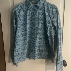 Woolrich Blue Patterned Women's Button Down Shirt